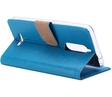 Luxe Lederen Bookcase hoesje voor de Wiko View - Blauw (Wiko View) Blauw
