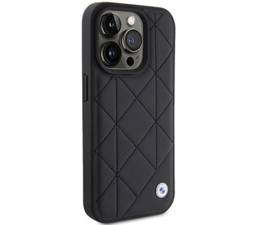 BMW Leather Quilted Back Case - Apple iPhone 15 Pro (6.1") Zwart Zwart