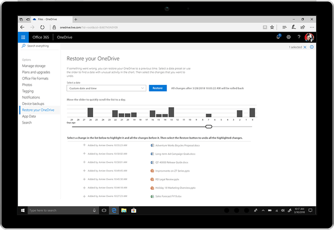 office 365 herstelfunctie