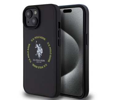 U.S. Polo Printed Round Back Cover - iPhone 15 (6.1") - Zwart Zwart