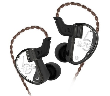 KZ Acoustics KZ AS06 Triple Driver IEM, met mic (Zwart)