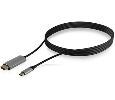 Icy Box IB-CB020-C USB TYPE-C TO HDMI CABLE18 M 4K AT 60 HZ Goud, Grijs, Zilver, Zwart