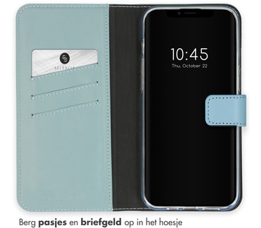 Selencia Echt Lederen Bookcase iPhone 15 Plus - Air Blue