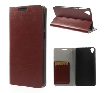Kees Lederlook Portemonnee Hoesje HTC Desire 820 - Bruin