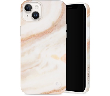 Selencia Aurora Fashion Backcover iPhone 14 Plus - Duurzaam hoesje - 100% gerecycled - Wit Marmer