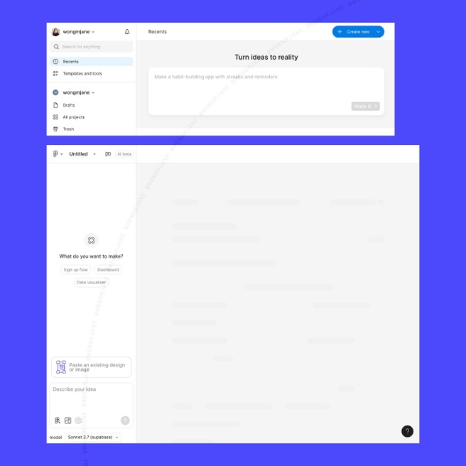 Screenshot Figma AI App Maker. Bron: Threads-gebruiker Jane Wong