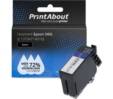 PrintAbout Huismerk Epson 34XL (C13T34714010) Inktcartridge Zwart Hoge capaciteit