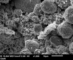 Microscoopbeeld van een LFP- en NMC-accumateriaal. Beeld: TU Delft