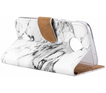Marmer print lederen Bookcase hoesje voor de Motorola Moto G6 - Wit (Motorola Moto G6) Wit