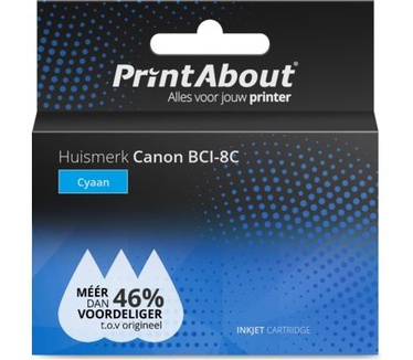 PrintAbout Huismerk Canon BCI-8C Inktcartridge Cyaan