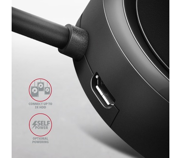 Axagon HUE-P1C 4x USB 3.2 Gen 1 ROUND hub micro power IN 30cm USB-C