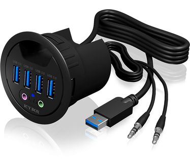 ICY Box 4-Port USB 3.0 Hub IB-Hub1403A indesk-Hub met Audio retail (60303)