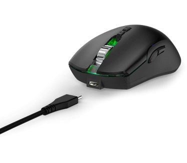 uRage Reaper 610 draadloze gamingmuis (9 programmeerbare toetsen, optische sensor 16.000 dpi, RGB, clics gaming TTC-Golden, 48 uur batterijduur, USB-C) zwart