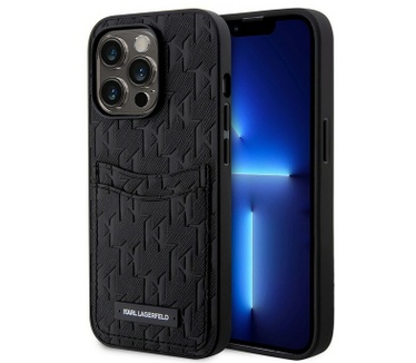 Karl Lagerfeld Saffiano Card Back Case iPhone 14 Pro Max - Zwart Zwart