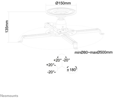 Neomounts by Newstar Universal Projector Ceiling Mount, Height 13.5cm - Black