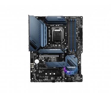 MSI MAG Z590 TORPEDO. Processorfabrikant: Intel, Processor socket: LGA 1200, Compatibele processors: Intel® Celeron®, Intel® Core™ i3, Intel Core i5, Intel Core i7, Intel Core i9, Intel® Pentium® G. Ondersteunde geheugen types: DDR4-SDRAM, Geheugen slots
