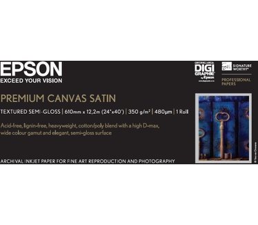 Epson Premium Canvas Satin, 24" x 12,2 m, 350g/m²