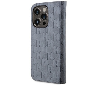 Karl Lagerfeld Saffiano Monogram iPhone 14 Pro (6.1") - Grijs Grijs