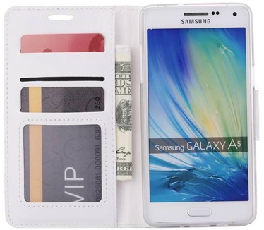 Luxe Lederen Bookcase hoesje voor de Samsung Galaxy A5 - Wit (Samsung Galaxy A5) Wit