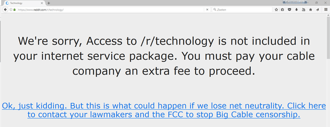 Reddit Tech netneutraliteit