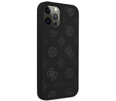 Guess Peony Silicone Back Case - iPhone 12/12 Pro (6.1") - Zwart Zwart