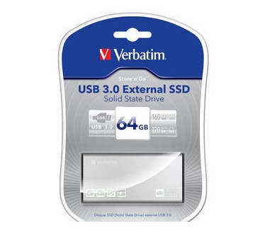 Verbatim USB 3.0 External SSD 64GB Zilver