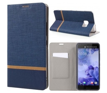 qMust HTC U Ultra Wallet Case - TPU frame - Striped Blue
