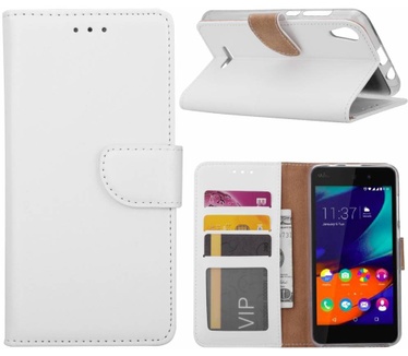 Luxe Lederen Bookcase hoesje voor de Wiko Lenny4 - Wit (Wiko Lenny4) Wit