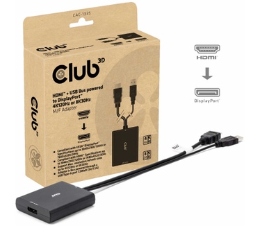 Club 3D HDMI + Micro USB to DisplayPort™ 4K120Hz or 8K30Hz M/F Active Adapter