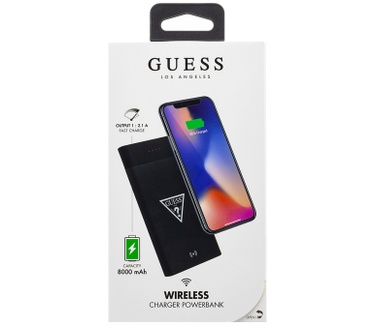 Guess Wireless Charging Powerbank 8000 mAh - Zwart