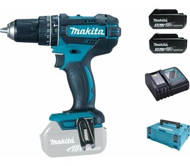 Makita DHP482RFJ (met 2x 3Ah accu's en lader, met koffer)