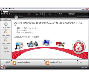 Nero BurnLite 10 screenshot (481 pix)