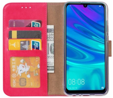 Luxe Lederen Bookcase hoesje voor de Huawei P Smart 2019 - Roze (P Smart 2019) Roze