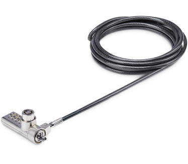 Startech.com 10 Pack Laptop Kabelsloten met Dubbele Toegang, 2m Security Kabel, Gelijksluitende Cilinder en Combinatieslot voor Apparaten met K-Slot, Anti-Diefstal Computerslot met Stalen Kabel