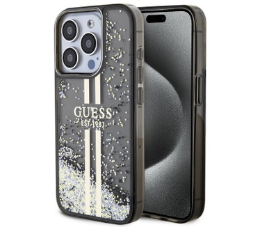 Guess Liquid Glitter Back Case - iPhone 15 Pro Max (6.7") - Zwart Zwart