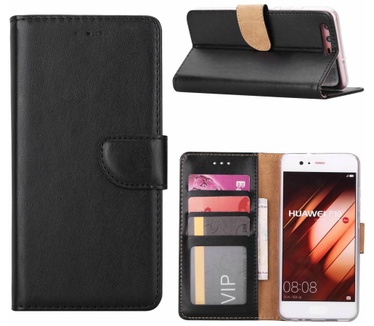 Luxe Lederen Bookcase hoesje voor de Huawei P10 - Zwart (Huawei P10) Zwart