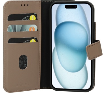 Mobiparts Leather 2 in 1 Wallet Case Apple iPhone 15 Taupe