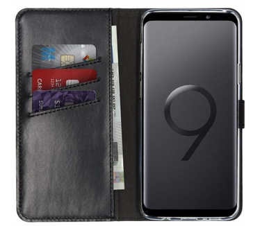 Selencia Echt Lederen Bookcase Samsung Galaxy S9 Plus - Zwart