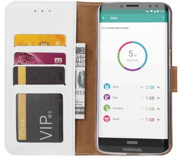 Luxe Lederen Bookcase hoesje voor de Motorola Moto Z3 Play - Wit (Motorola Moto Z3 Play) Wit