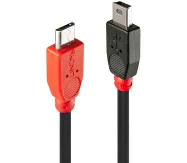 Lindy USB Micro-B - USB Mini-B, 0.5m Rood, Zwart
