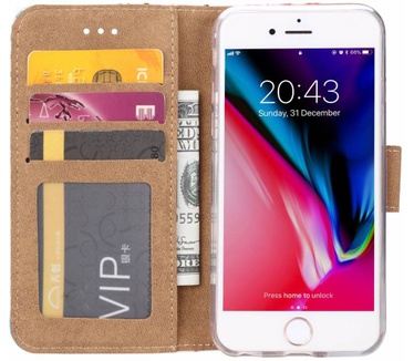 Rozen print lederen Bookcase hoesje voor de Apple iPhone 6 / 6S - Roze (Apple iPhone 6 / 6S) Roze