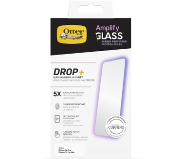 Otterbox OtterBox Amplify glazen schermbeschermer voor iPhone 14 Plus/iPhone 13 Pro Max, gehard glas, x5 krasbescherming, overleeft vallen tot 6ft, antimicrobiële bescherming