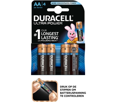 Duracell Ultra Power alkaline AA-batterijen, verpakking van 4