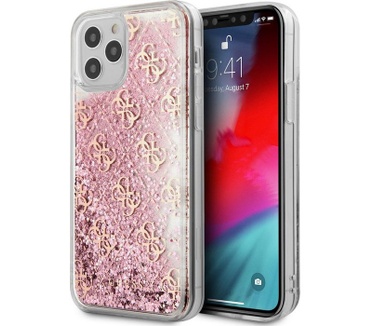 Guess 4G Liquid Glitter Case - iPhone 12/12 Pro (6.1") - Roze  Roze