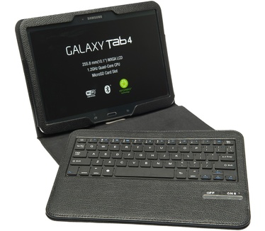 Three Innovates Samsung Galaxy Tab 4 10.1 inch Pu lederen keyboard case zwart