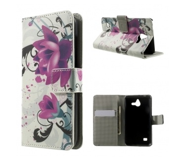 qMust Huawei Ascend Y550 Wallet Case met stand (Lotus Flower)