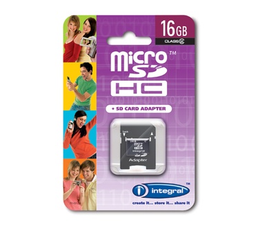 Integral microSDHC 16GB Class 4 + SD adapter