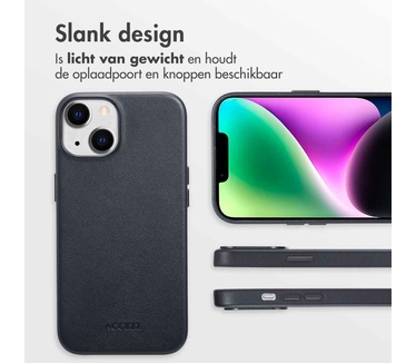 Accezz MagSafe Leather Backcover iPhone 14 - Zwart