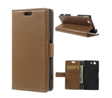 qMust Sony Xperia Z3 Compact Wallet Case met stand (Brown)