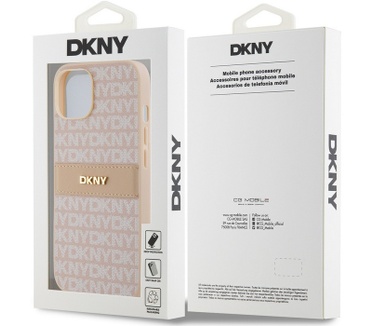 DKNY Textured Tonal Stripe Back Case - iPhone 14 (6.1") - Roze Roze